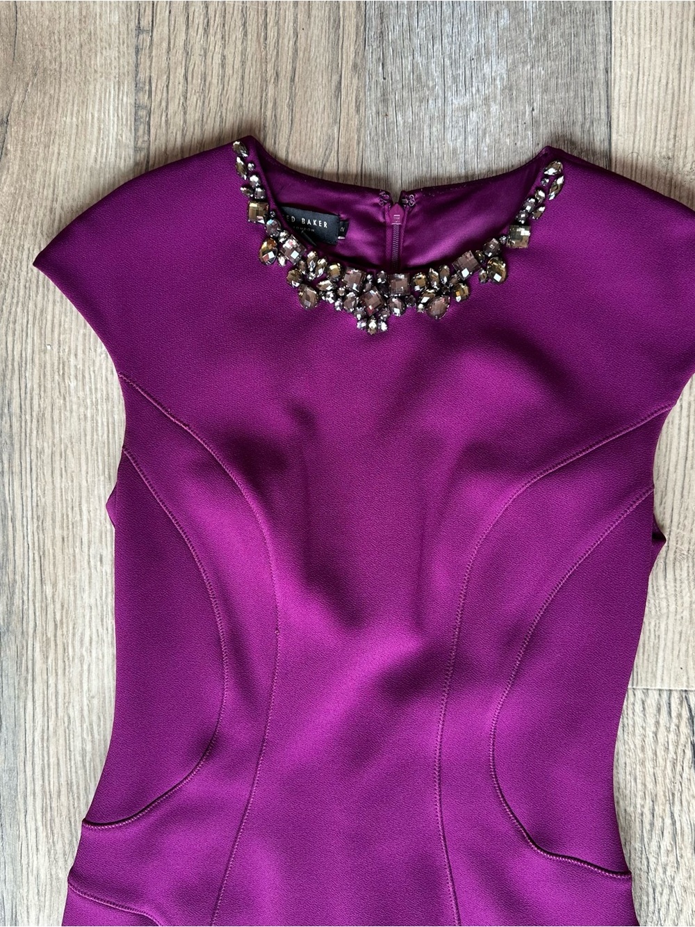 Dardee Ted Baker Jewel-Neck Purple Sheath Dress Size 2 - Picture 4 of 10